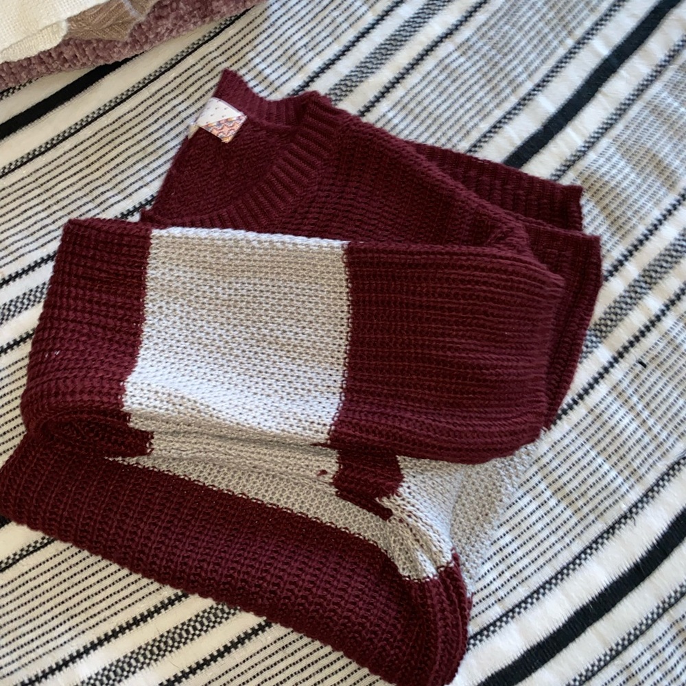 Grey and maroon sweater